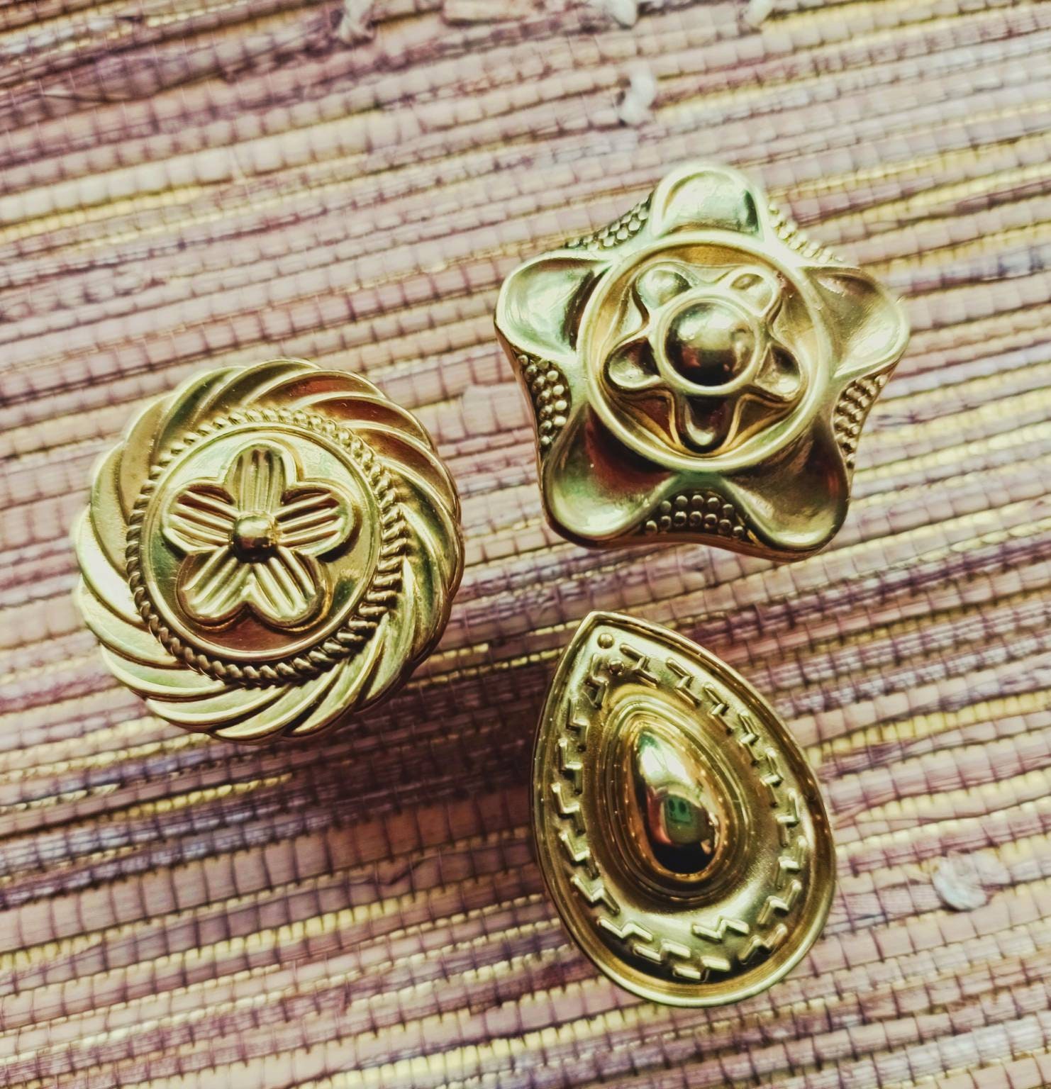 Brass art deco door knobs/retro pull/vintage brass door handle