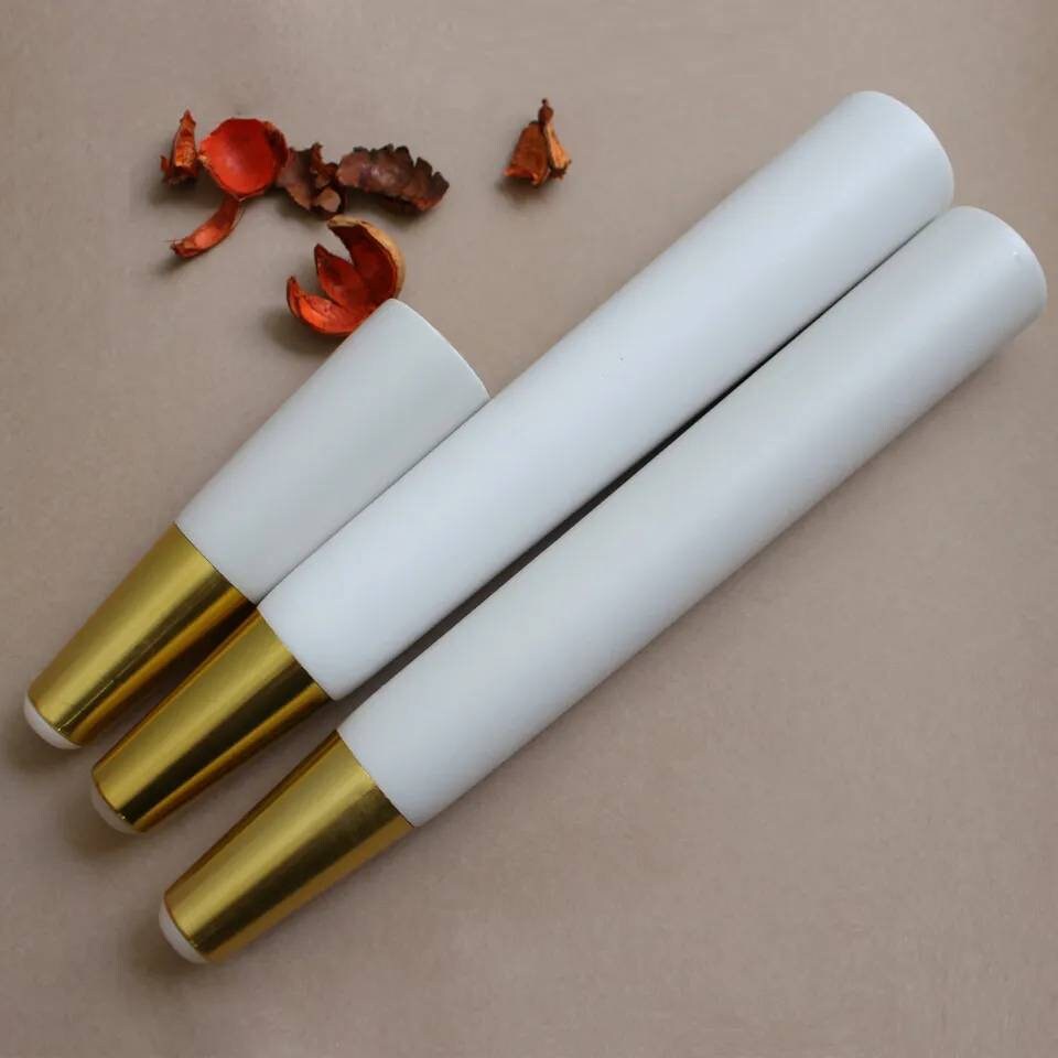 Set of 4 white furniture legs with gold feet 12cm 15cm 18cm 25cm 35cm