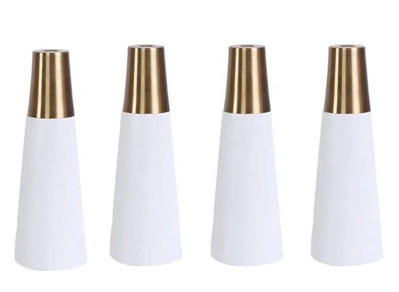 Set of 4 white furniture legs with gold feet 12cm 15cm 18cm 25cm 35cm