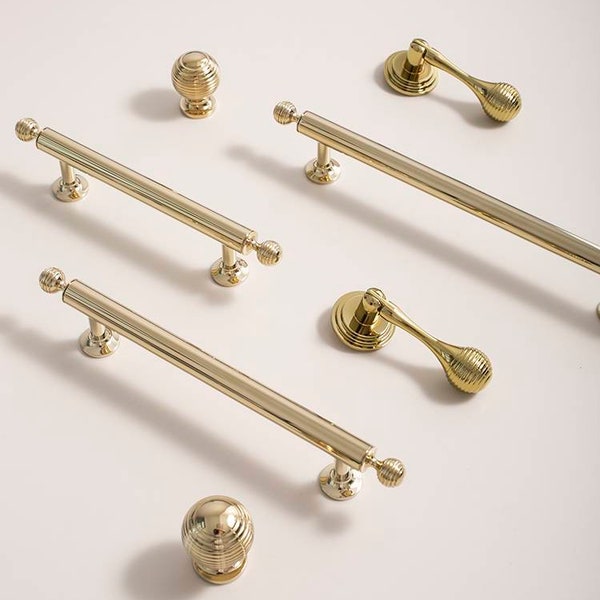 Shiny gold ball finial cabinet bar handle/Unusual polished gold ball design cabinet drawer pull/Gold furniture hardware/kitchen renovation