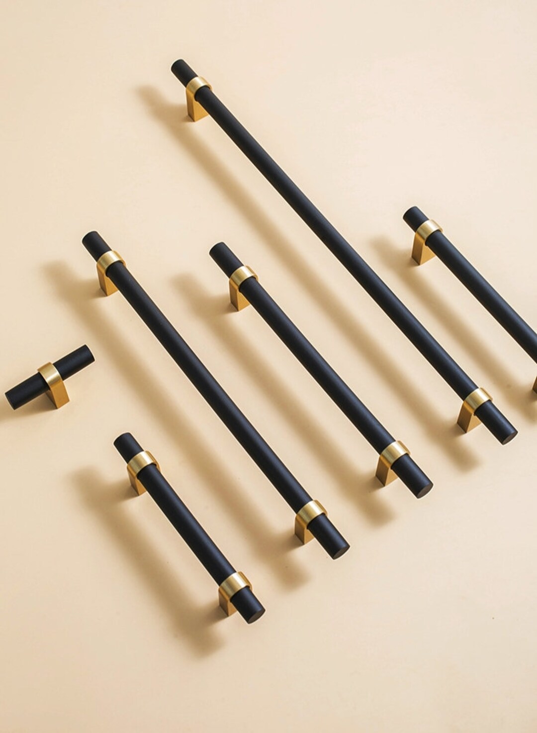 Black and Gold Cabinet Bar Pulls/wooden Drawer Handles/kitchen ...