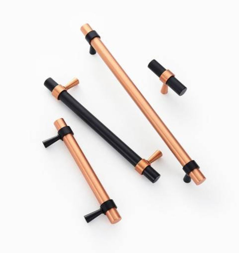 Rose Gold and Black Cabinet Bar Handles/copper and Black - Etsy