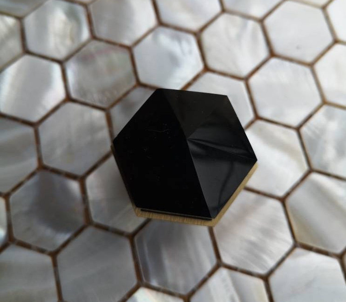 Negro brillante obsidiana semi de piedra preciosa de cristal y | Etsy