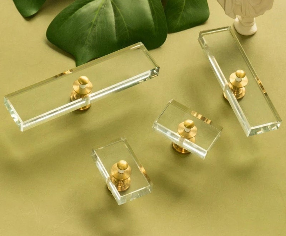 Clear acrylic flat rectangular handles with decorative Etsy