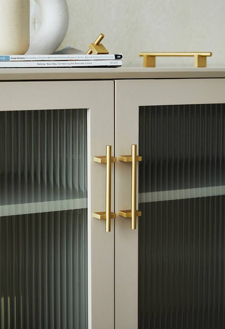 Gold brass bar with rectangle base drawer handle/modern gold gold brass