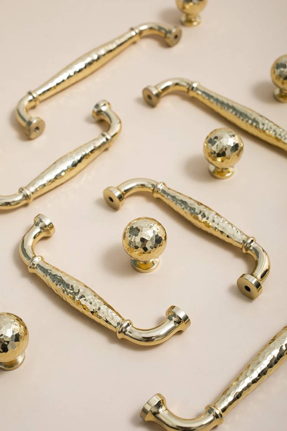 Shiny gold hammered metal finish brass classic shaped Etsy