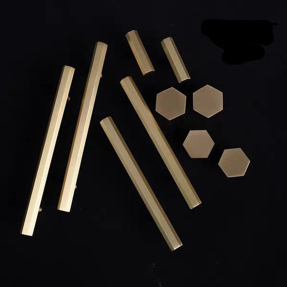 Gold brass hexagonal shaped cabinet bar handle/Solid brass geometric drawer pull/Hexagon shaped door handle/Modern brass furniture hardware