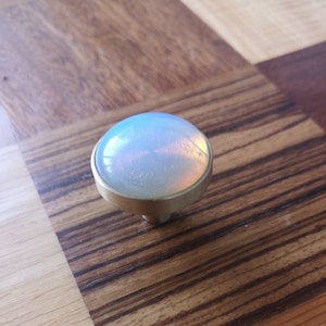 Round moonstone and gold brass drawer pull/opalite cabinet handle/gemstone drawer knob/Semi precious stone hardware/moon stone door handle