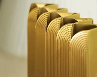 Gold Messing Griff versteckt mit Retro Muster/bündig passender Schrankknauf/Goldstreifen Schubladenknauf/Möbelbeschläge/Mid Century Modern Design