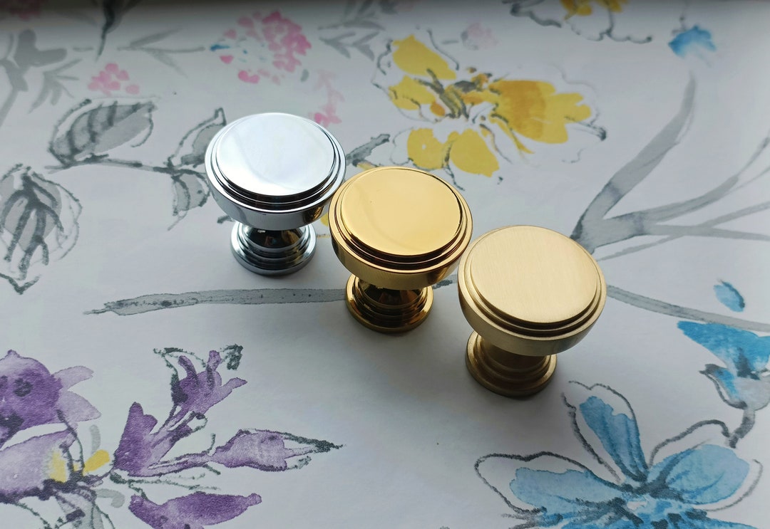 Classic Round Brass Button Door Handle/round Gold or Silver