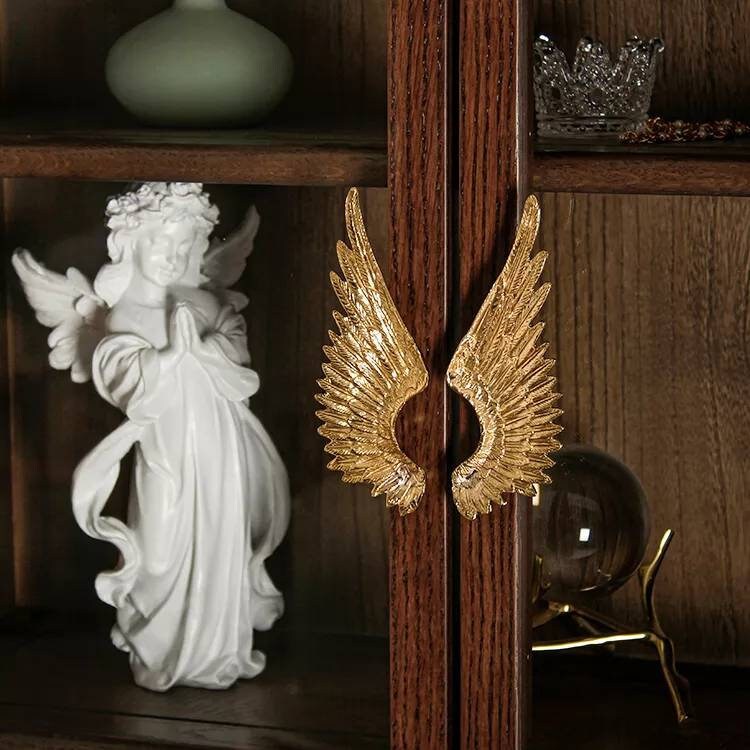 A Pair of Large Gold Brass Angel Wing Pulls/feathery Etsy