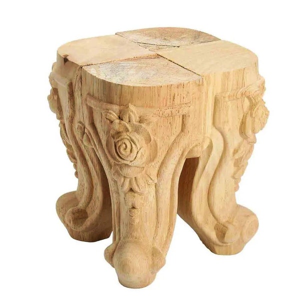 4 Möbelbeine aus Holz im antiken Stil 10cm 12cm 15cm 18cm 20cm / geschnitzte Sofabeine / Couchtischbeine / Schrankbeine / TV-Ständerbeine / IKEA Hack