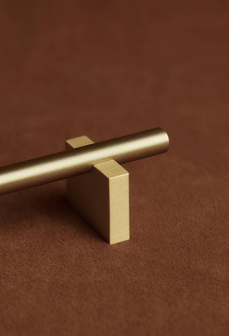 Gold brass bar with rectangle base drawer handle/modern gold gold brass