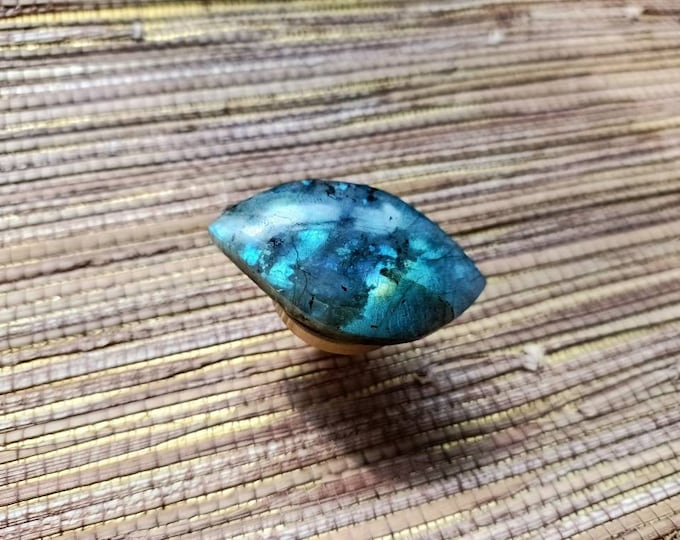 Featured listing image: Smooth polished labradorite drawer handle/semi precious stone cabinet handle/gemstone door knob/black-blue iridescent labraodite handle