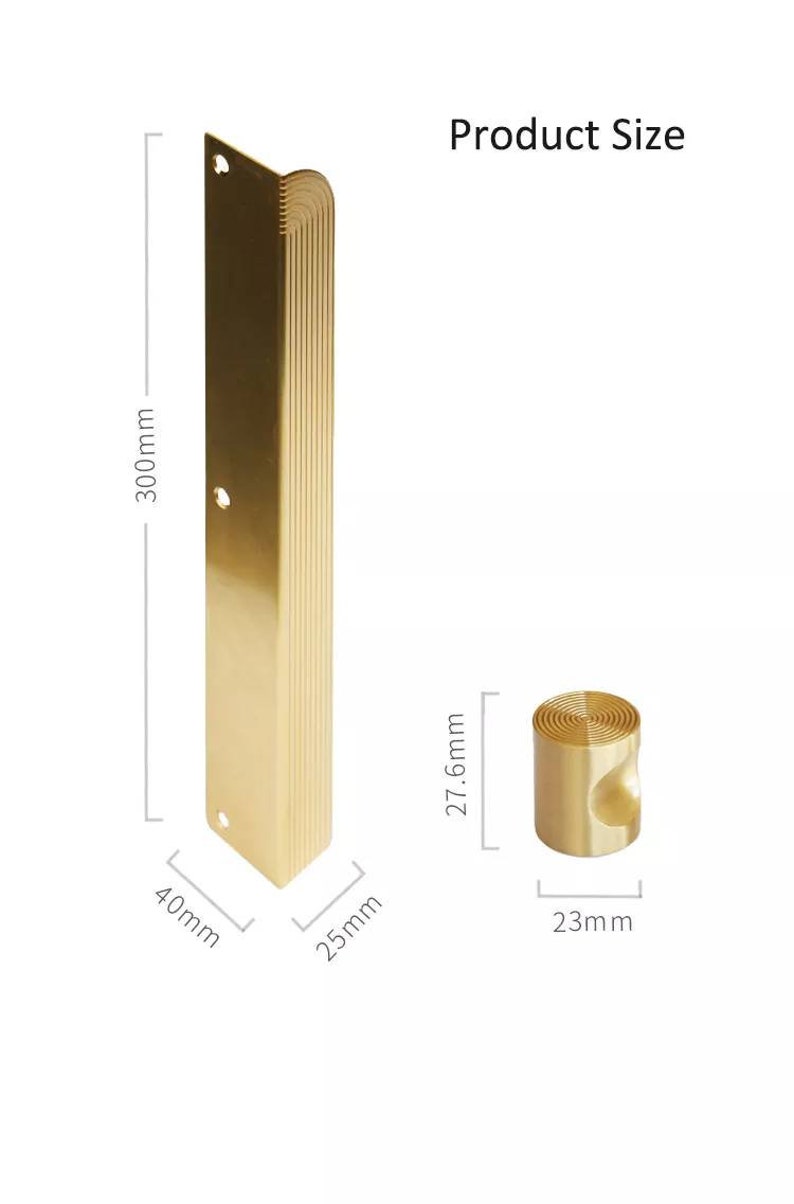 Gold Brass hidden handle with retro pattern/flush fitting cabinet pull/gold strip drawer pull/furniture hardware/mid century modern design image 8