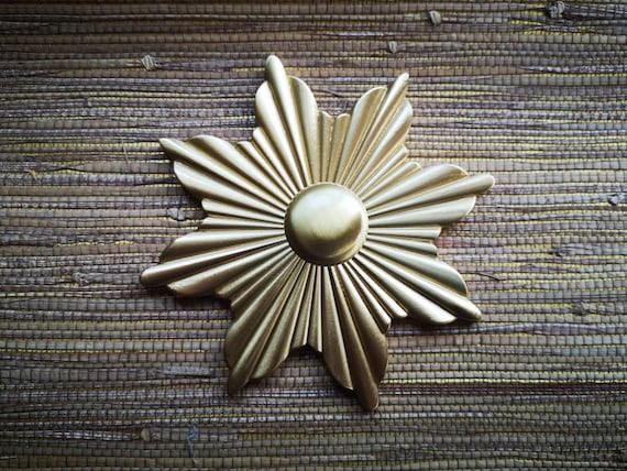 Large Gold Art Deco Sunburst Cabinet Pull star Shaped Door Handle