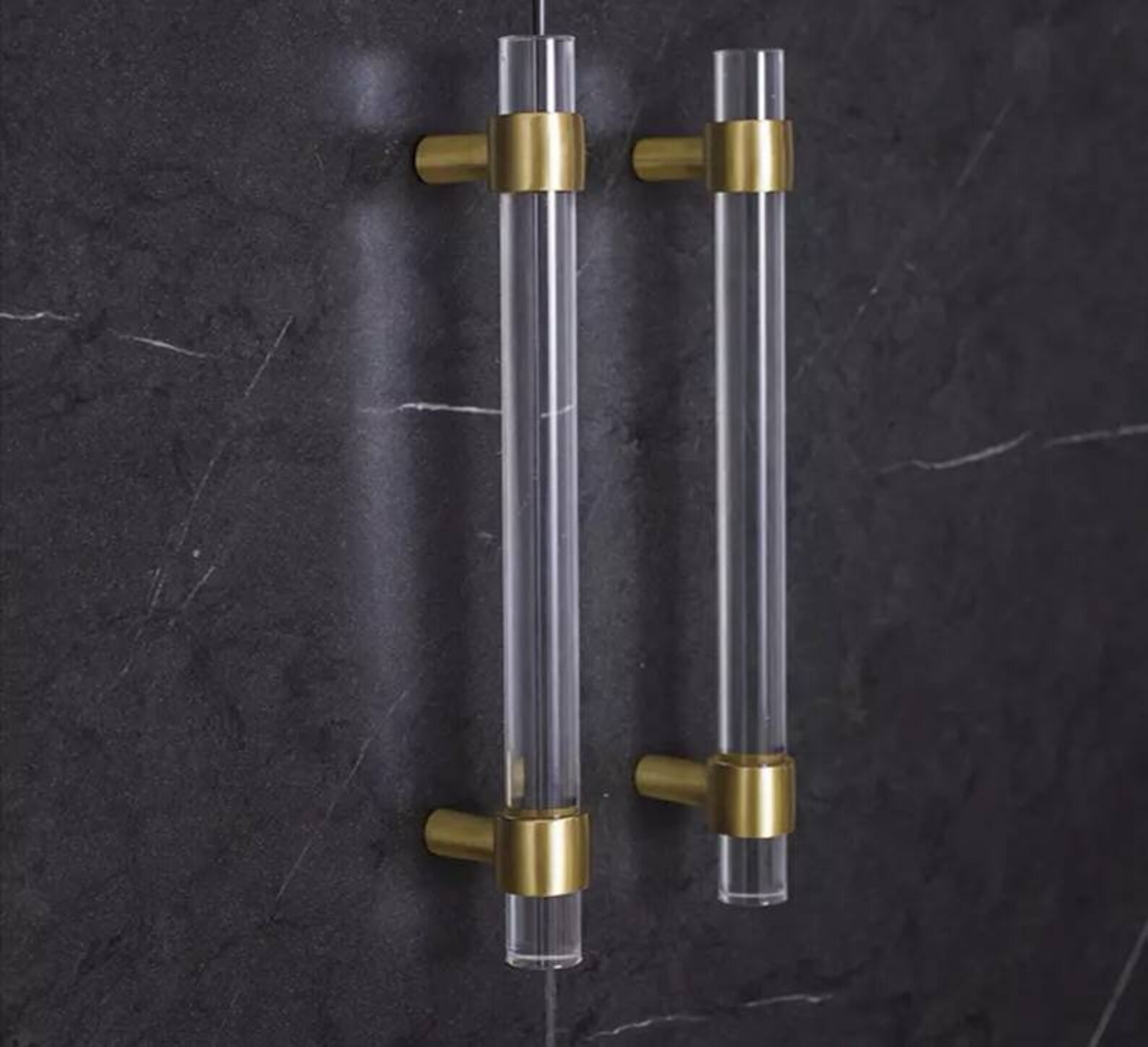 Clear acrylic bar Handles with brass ring fixings Etsy