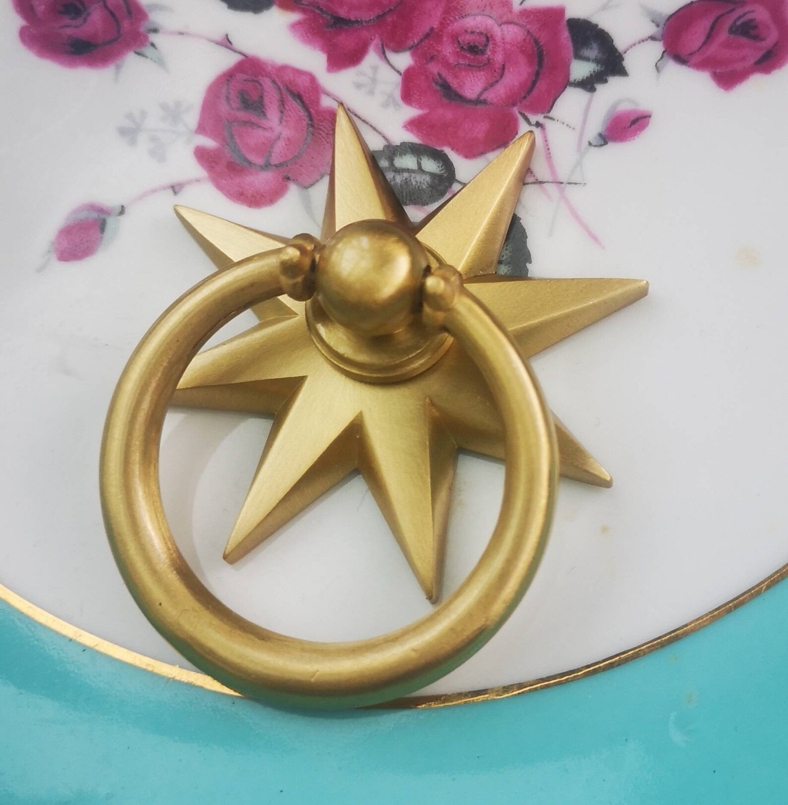Gold Star Shaped Ring Pull Handle/gold Star Backplate Door Etsy