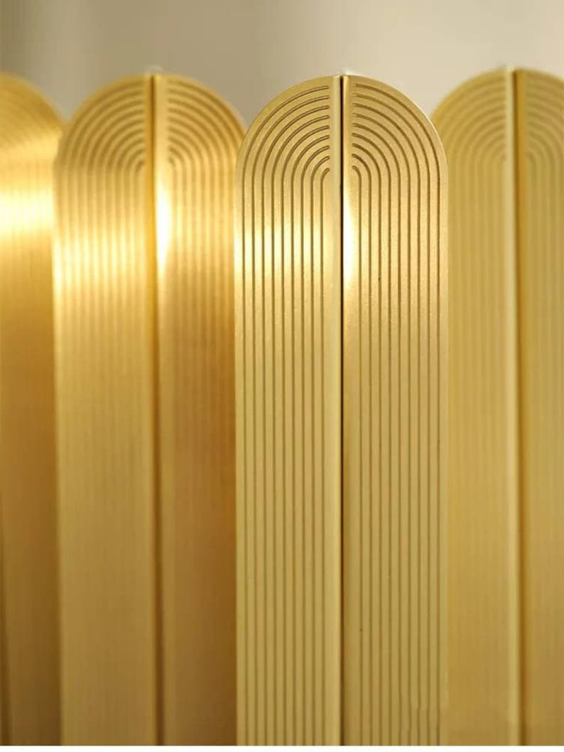 Gold Brass hidden handle with retro pattern/flush fitting cabinet pull/gold strip drawer pull/furniture hardware/mid century modern design image 2