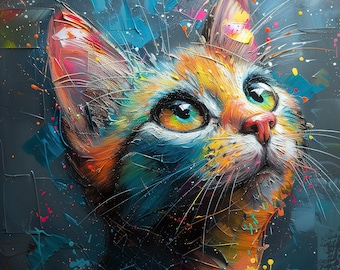 Puzzle per adulti da 1.000 pezzi: simpatico gatto colorato, colori ad olio Pz 126