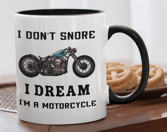 Motorbike Harley Davidson Gifts for Biker Dad Brother Grandpa Uncle Men I Don't Snore I Dream I'm a Motorcycle Novelty white coffee mug Triumph Lover 