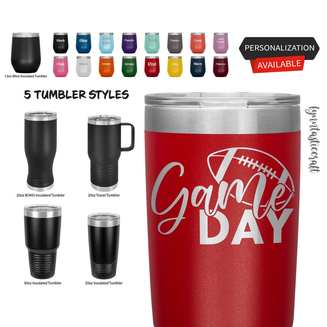 Game Day Football Laser Etched Tumbler, Funny Tumblers, Friend