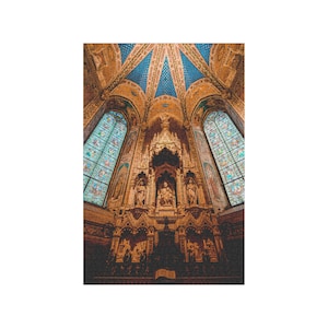 1,000 Piece Jigsaw Puzzle for Adults: low angle view astonishingly beautiful interior Notre dame de Paris cathedral Pz 101