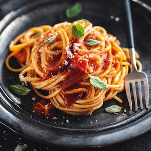 1,000 Piece Jigsaw Puzzle For Adults : pasta spaghetti with tomato sauce cheese served plate Pz 053
