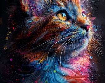 Puzzle de 1.000 piezas para adultos: lindo gato colorido Pz 123