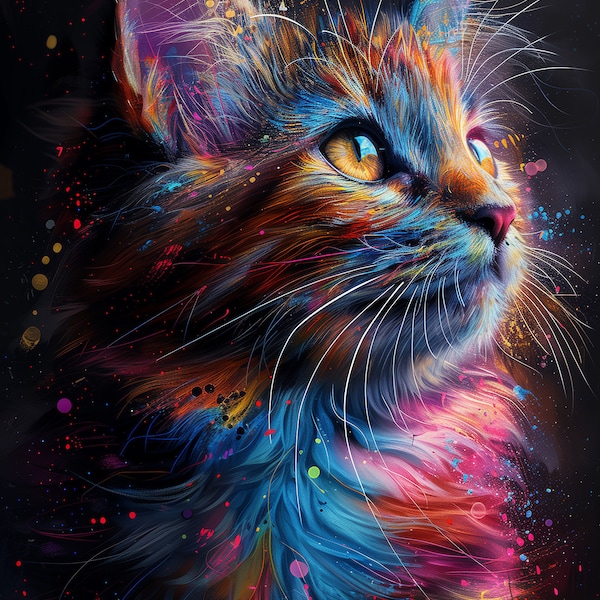 Puzzle de 1.000 piezas para adultos: lindo gato colorido Pz 123