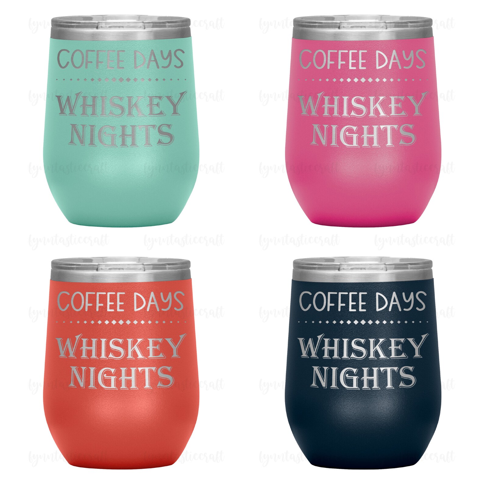 Coffee Days Whiskey Nights Laser Etched Tumbler Funny Etsy