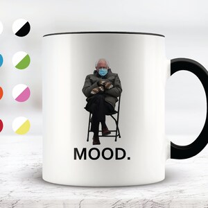 Bernie Sanders Meme Gloves Parody White Coffee Mug With Black Rim And