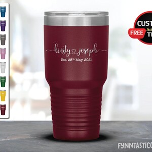 Mr and Mrs Laser Etched Tumbler, Personalized Name Mug Anniversary Gift, Custom Names Tumbler, Just Married Mug, Wedding Engagement Gift