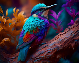 1,000 Piece Jigsaw Puzzle for Adults: Vertical Shot Beautiful Colorful Bird With Forest Background Pz 090