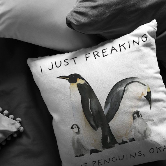 Ik gewoon freaking pinguïns pinguïn kussen liefde - Etsy België