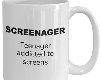 Taza de café para adolescentes, taza divertida para chicos y chicas adolescentes, tazas para adolescentes, Adolescente adicto a las pantallas