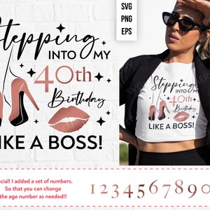 Entrando nel mio 40 ° come un Boss Svg, - SVG PNG Ed EPS, per Cricut, Clipart Design Element, Cut File Print Ready