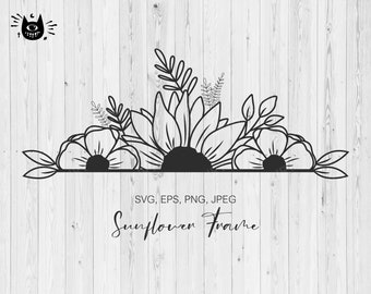 Half sunflower svg - Eps Svg Png And Jpeg, Clipart Design Element, Cut File Print Ready