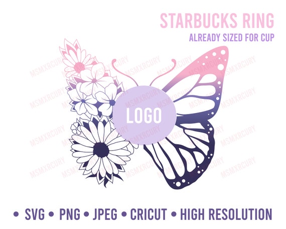 Download Floral Butterfly Sunflower Tiger Moth Starbucks Coffee Ring Etsy