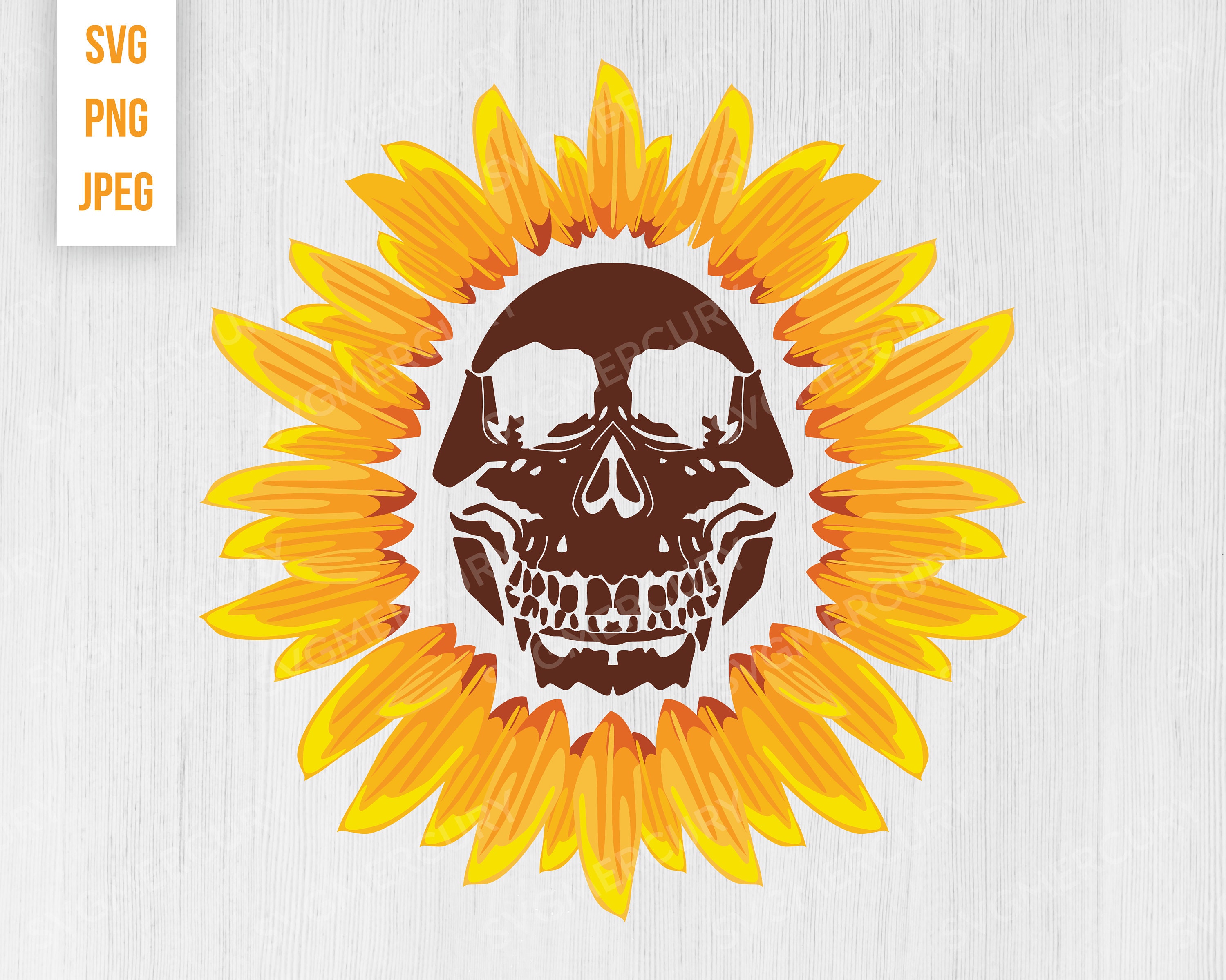 Sunflower Skull svg SVG PNG And JPEG Clipart Design | Etsy