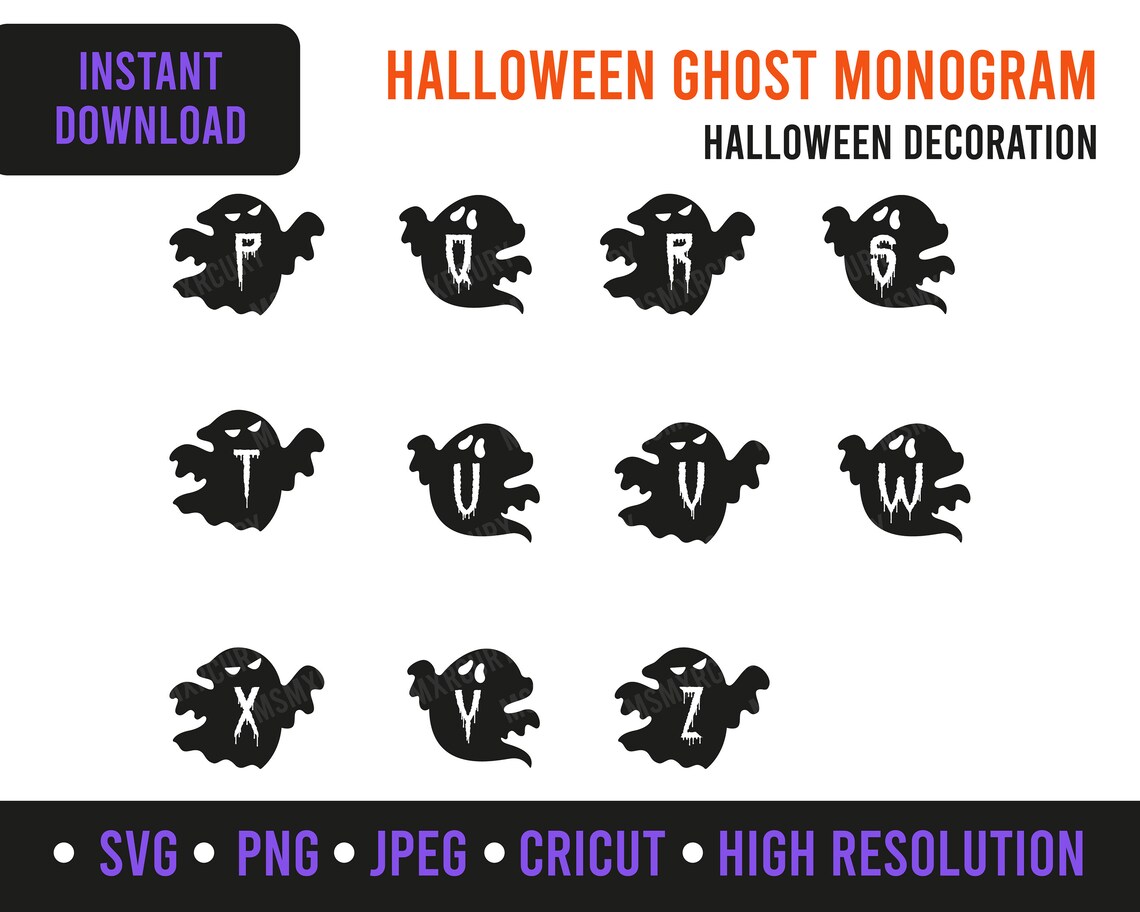 Halloween Ghost Boo Monogram Svg,png,jpeg - Funny Ghost Monogram ...