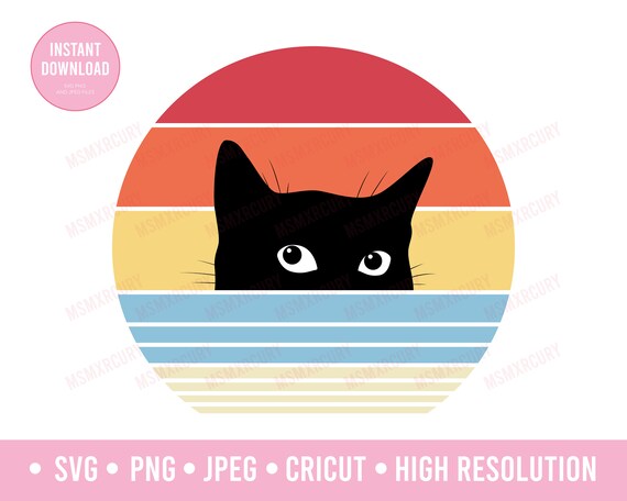 Download Cat Retro Sunset Ew People Black Cat Svg Png And Jpeg Etsy PSD Mockup Templates