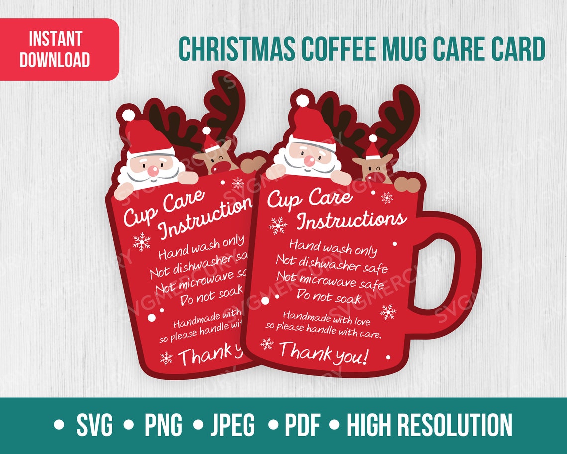 Coffee Mug Care Card SVG Christmas Collection Care Etsy