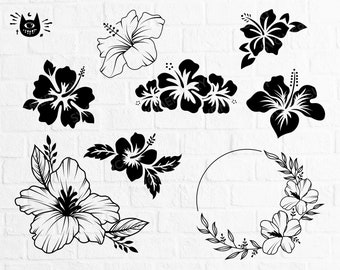 Hibiscus Bundle Svg, SVG PNG And EPS, Clipart Design Element, Cricut, Cut File Print Ready