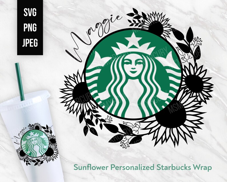 Download Sunflower Personalized Starbucks svg Flower Starbucks SVG ...