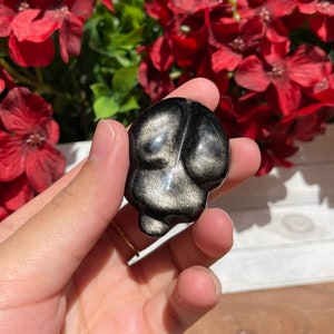 TOP QUALITY Silver Sheen Obsidian Scarab Carving | High Quality and Amazing Color!