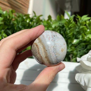 Unique Pastel Blue Orbicular Ocean Jasper Sphere