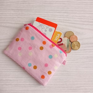 Monedero minimalista con cremallera estampado Universo. Cartera de tela. Monedero pequeño . Bolsita boho. Bolsa mini. Titular de la tarjeta.
