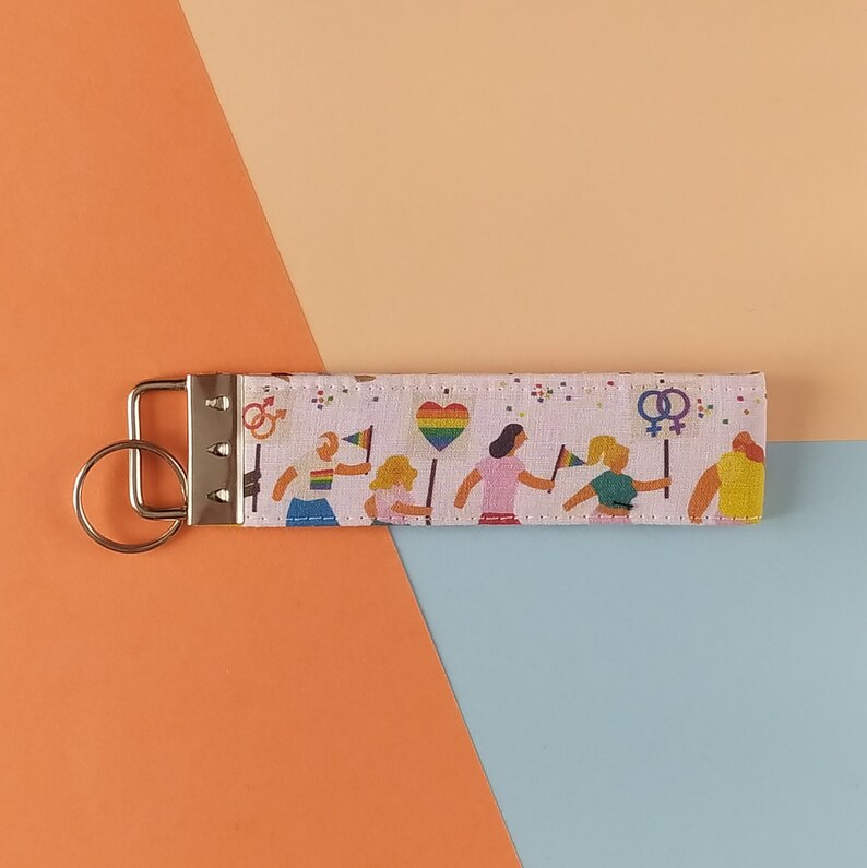 Fabric wrist keychain Fabric lanyard for keys and cards Wristlet keychain Gay pride. Key chain pride Lgbt bracelet keychain