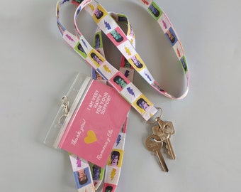 David Bowie lanyard. David Bowie key strap. David Bowie neck strap. David Bowie key lanyard ID card